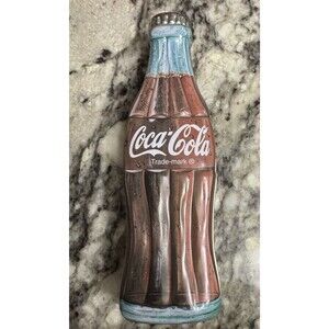 1996 Vintage 9 1/2" Tall Coca Cola Coke Bottle Metal Tin Container with Lid